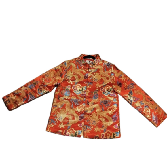 🧥 EUC Traditional Tang Jacket - Vibrant Red with Gold Dragons - Picture 9 of 10